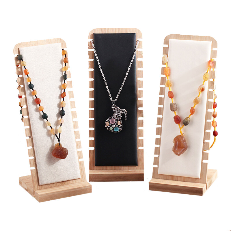 Bamboo Jewelry Organizer Necklace Display Stand Bracelets Pendant Storage Shelf