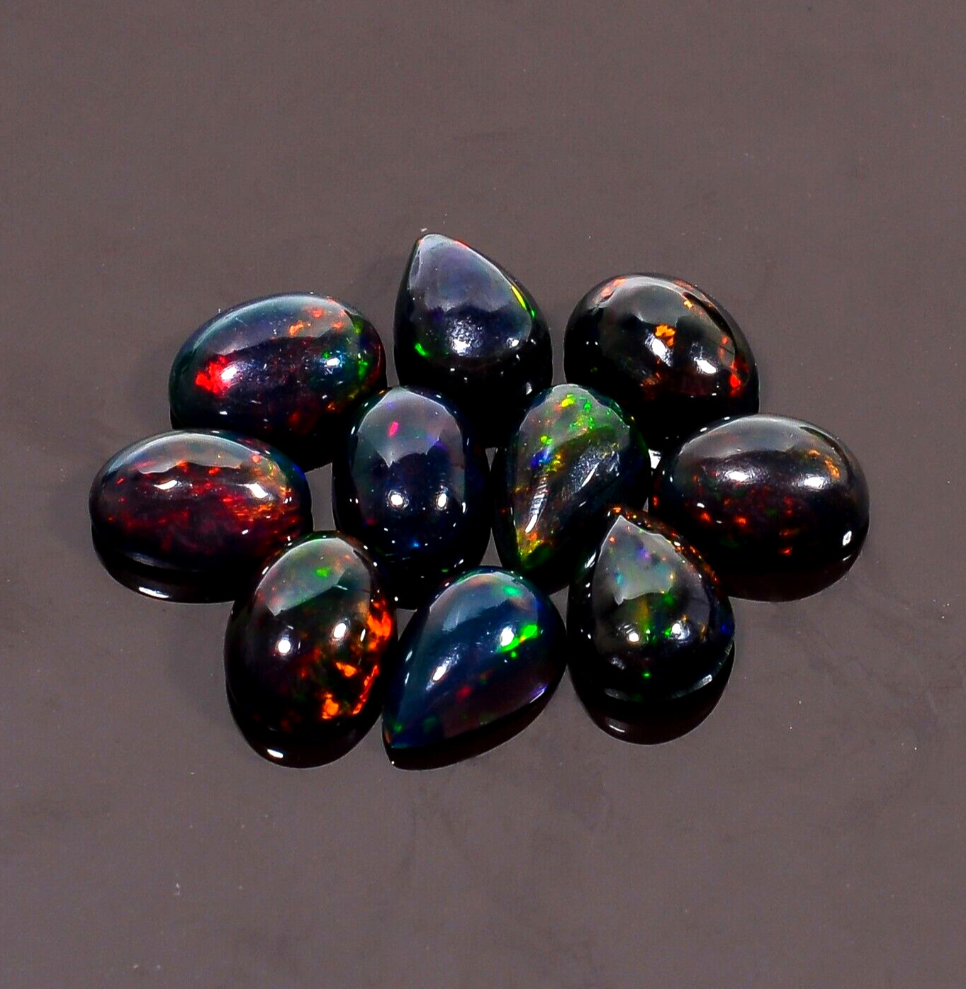 Natural Black Ethiopian Opal Mixed Shape Cabochons 10 Pc Lot Gemstone 5 Ct 7X5X3