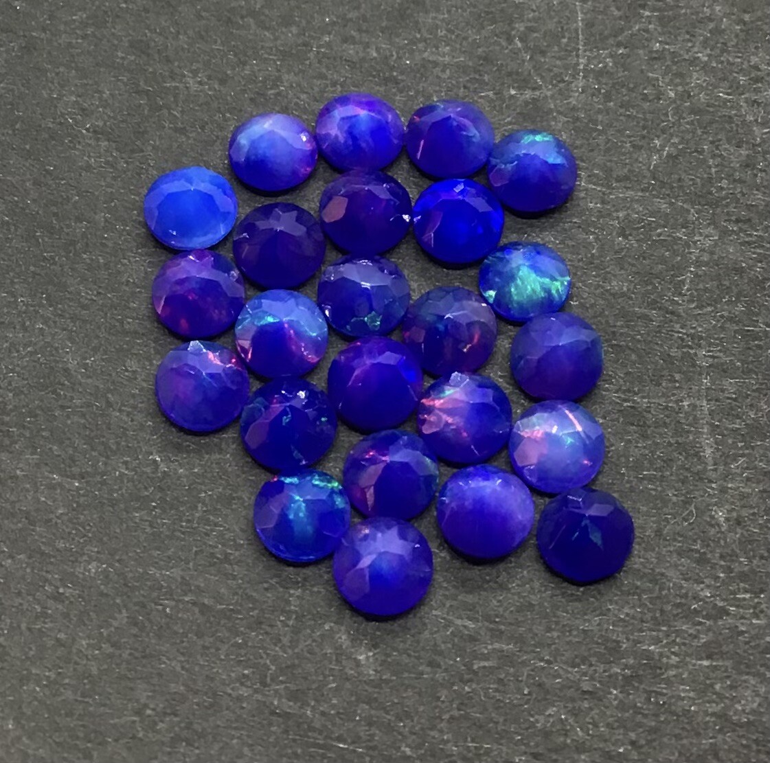 Blue Opal Natural Ethiopian Fire Round Cut AAA Loose Gemstone Assorted Jewelry
