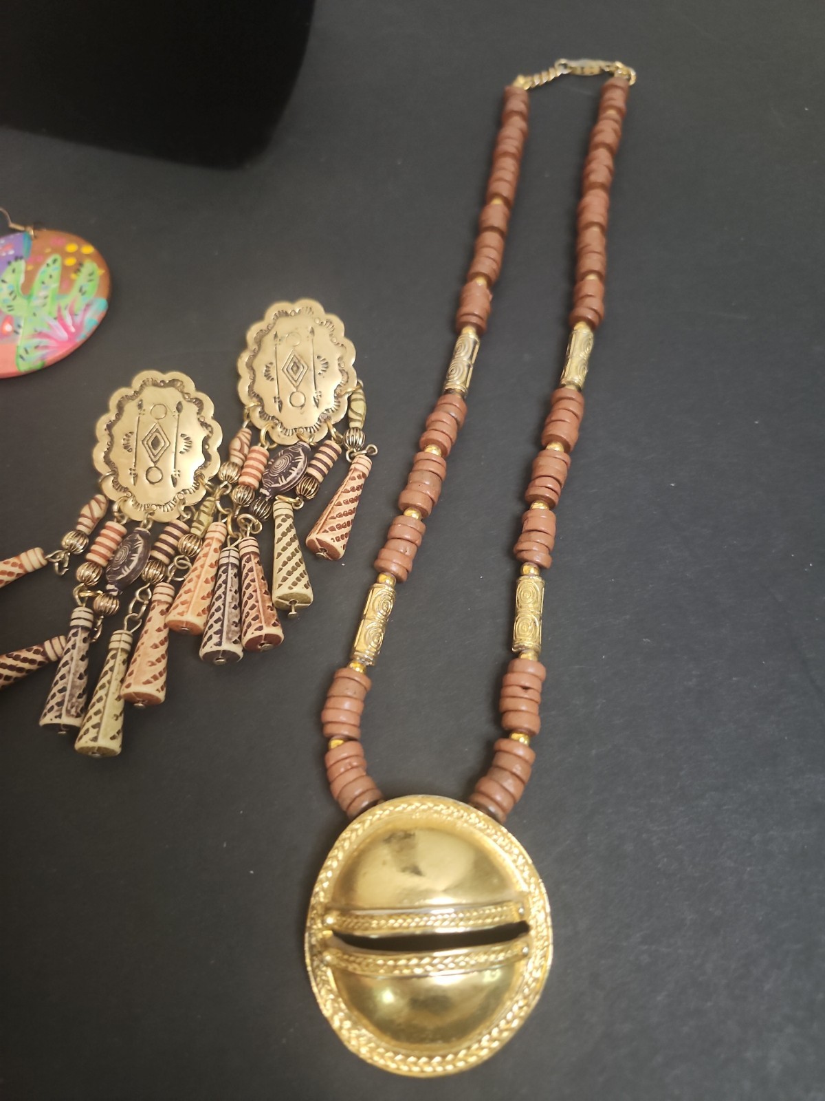 Pastel Wood Jewelry Sets Necklace Bracelet Earrings Mixed Lot of 7 Pieces