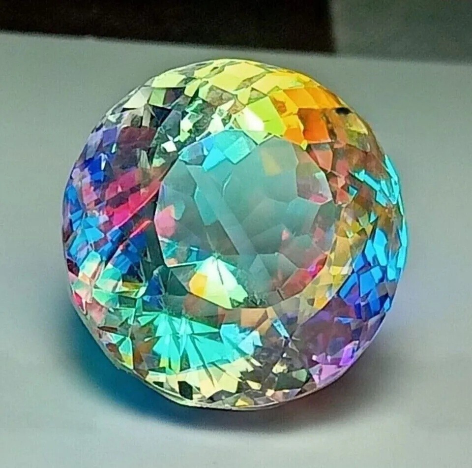 Natural Mystic Topaz Rainbow Color Round Cut Certified 45.30 Ct Loose Gemstone