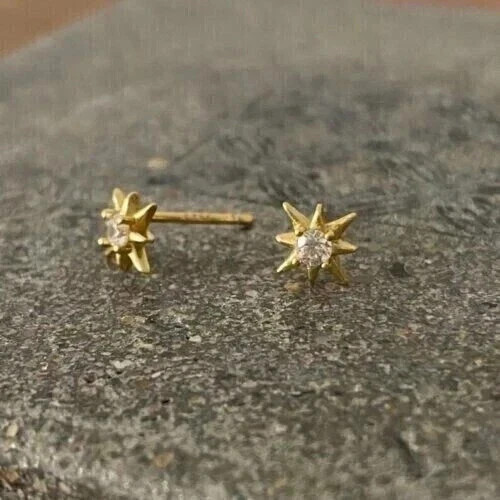 1.10 Ct Round Cut Moissanite Women’s Star Stud Earrings 14K Yellow Gold Plated.
