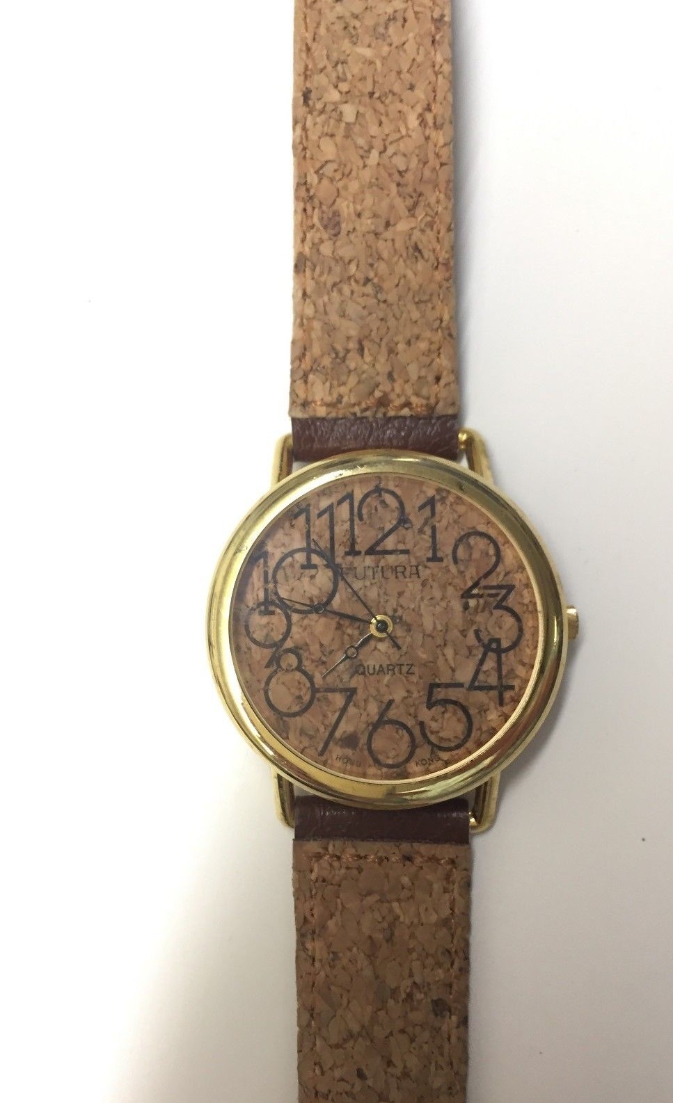 LA REINA WOMAN’S GOLD Watch Stainless Steel CORK Analog Dial Quartz Wrist Watch