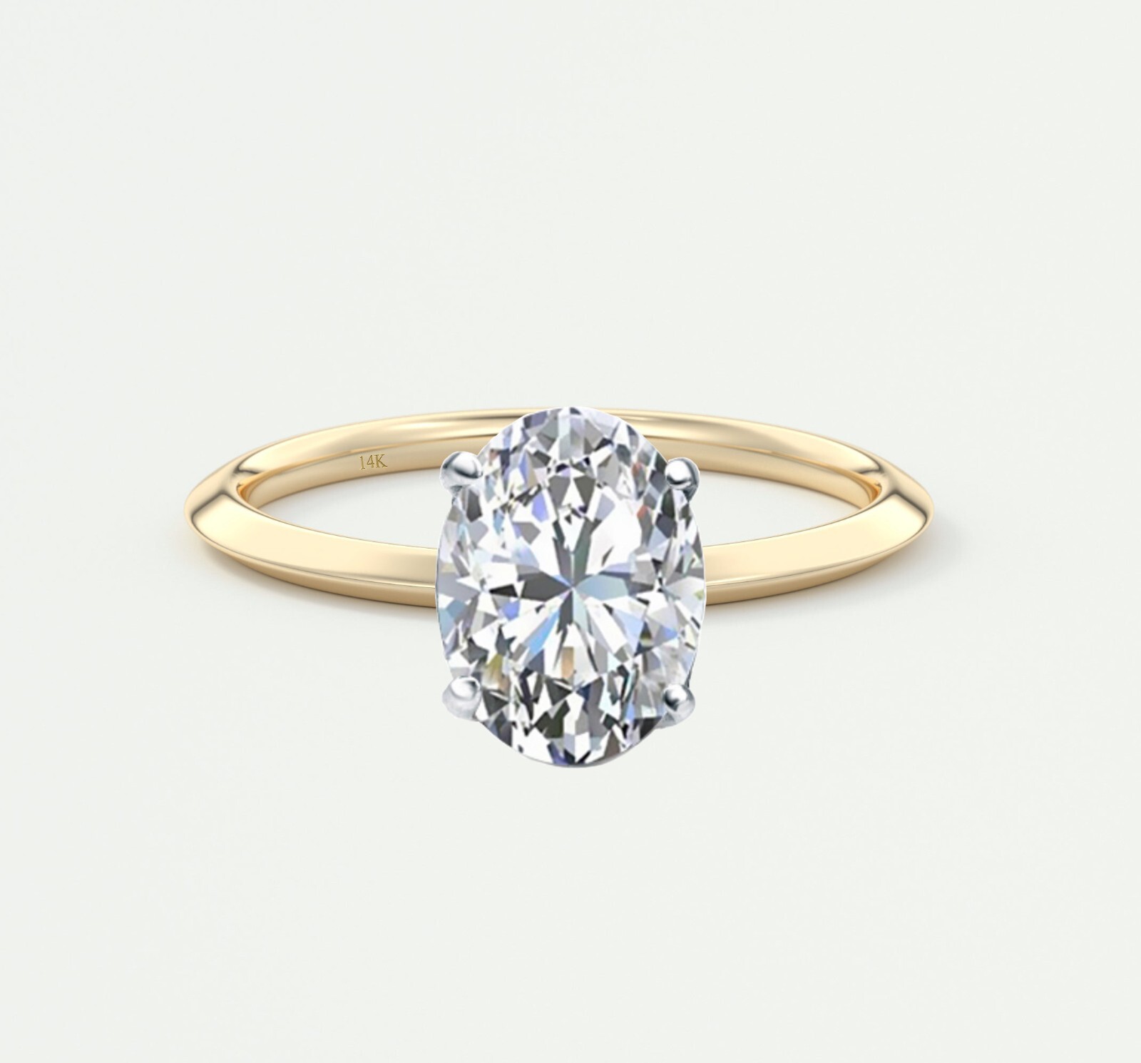 IGI E/VVS 1.5 Ct Oval Cut Lab Created Grown Diamond Ring 14K Yellow Gold