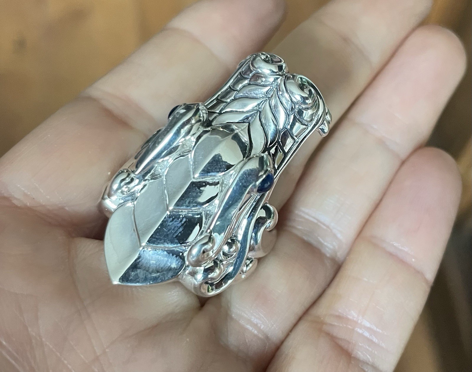 JOHN HARDY Legends Naga Dragon men’s ring sapphire 925 Silver $995 sz 11 New 27g