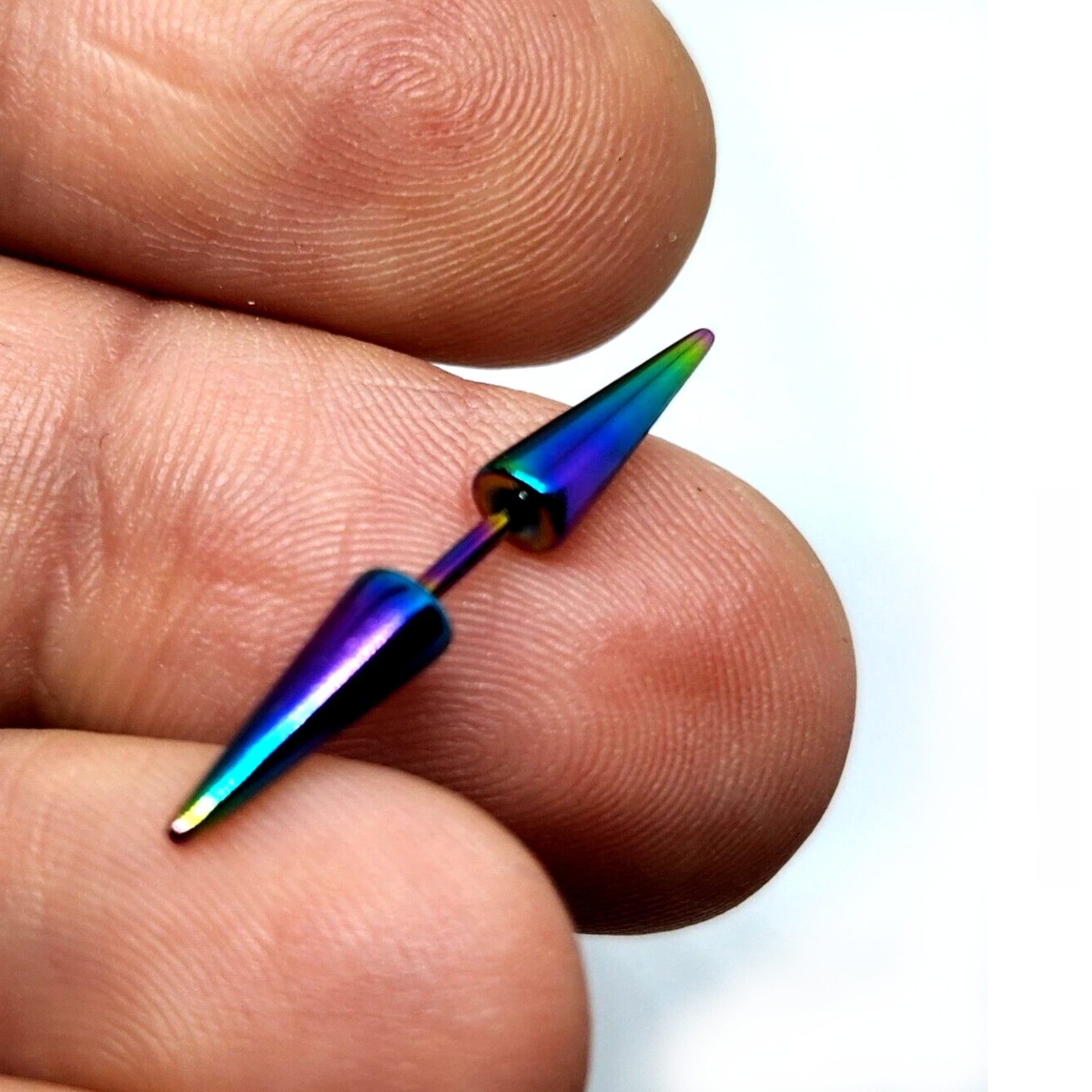 Spike Stud Barbell 18 Gauge (1mm) Rainbow Septum Piercing Earring Body Jewellery