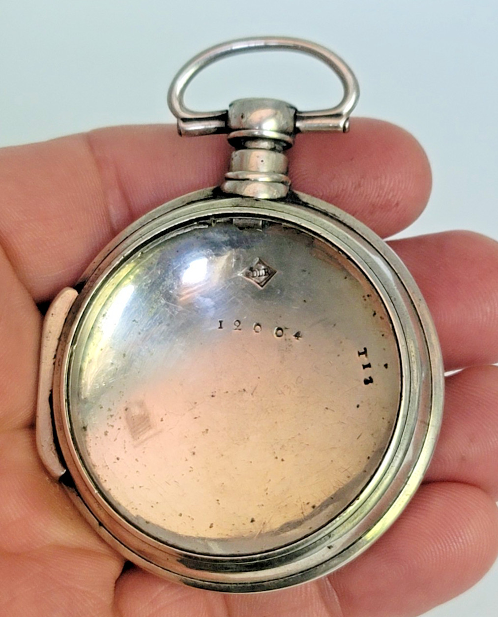 European Antique Silver Pocket Watch Swing-Out Case 55mm DLR Mark 45 Grams SB12