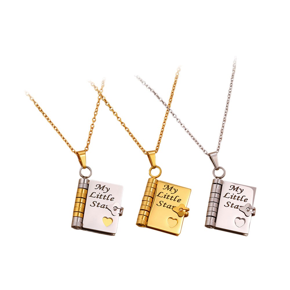 My Little Star Book Pendant Necklace for Daughter Open Pages Engraved Letter US