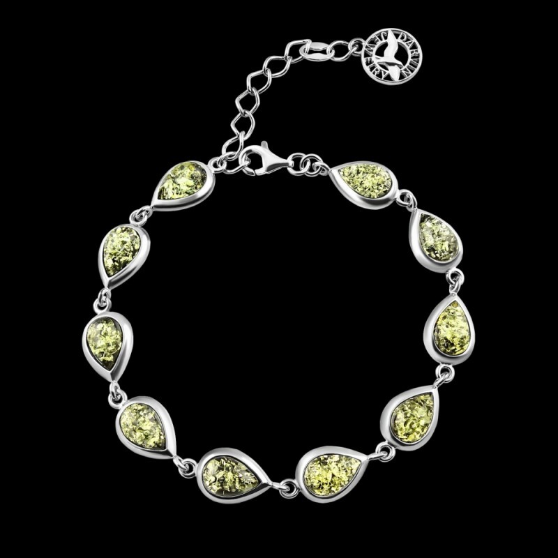 Sterling Silver 925 Bracelet with Amber 10.49g 16 – 18cm NEW