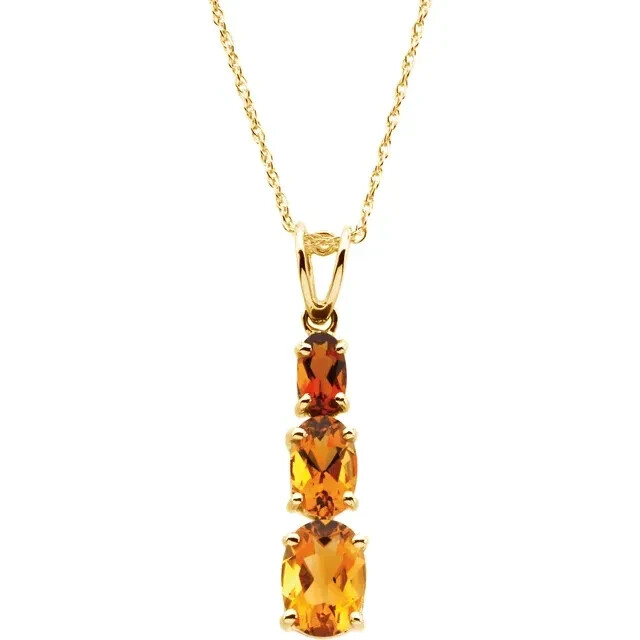 Citrine & Madeira Citrine 18″ Necklace In 14K Yellow Gold
