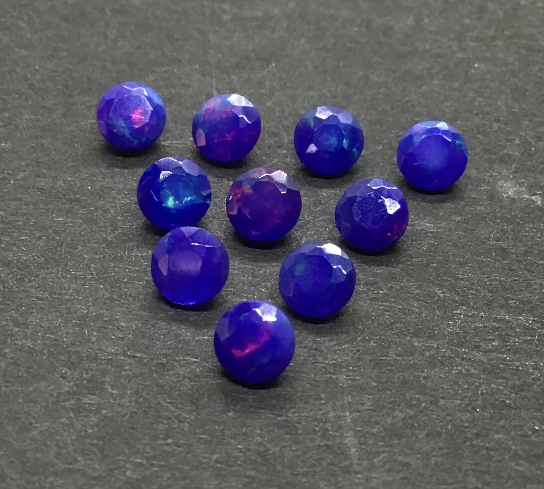 Blue Opal Natural Ethiopian Fire Round Cut AAA Loose Gemstone Assorted Jewelry