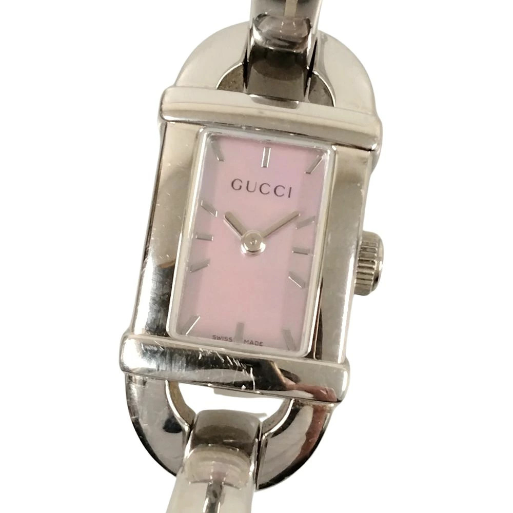 Gucci 6800L shell dial quartz bangle watch ladies wristwatch silver C345 used