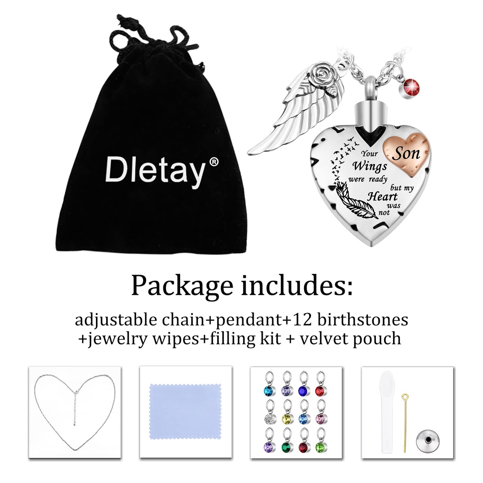 Heart Cremation Necklace for Ashes Cremation Jewelry with 12 Birthstones Urn …