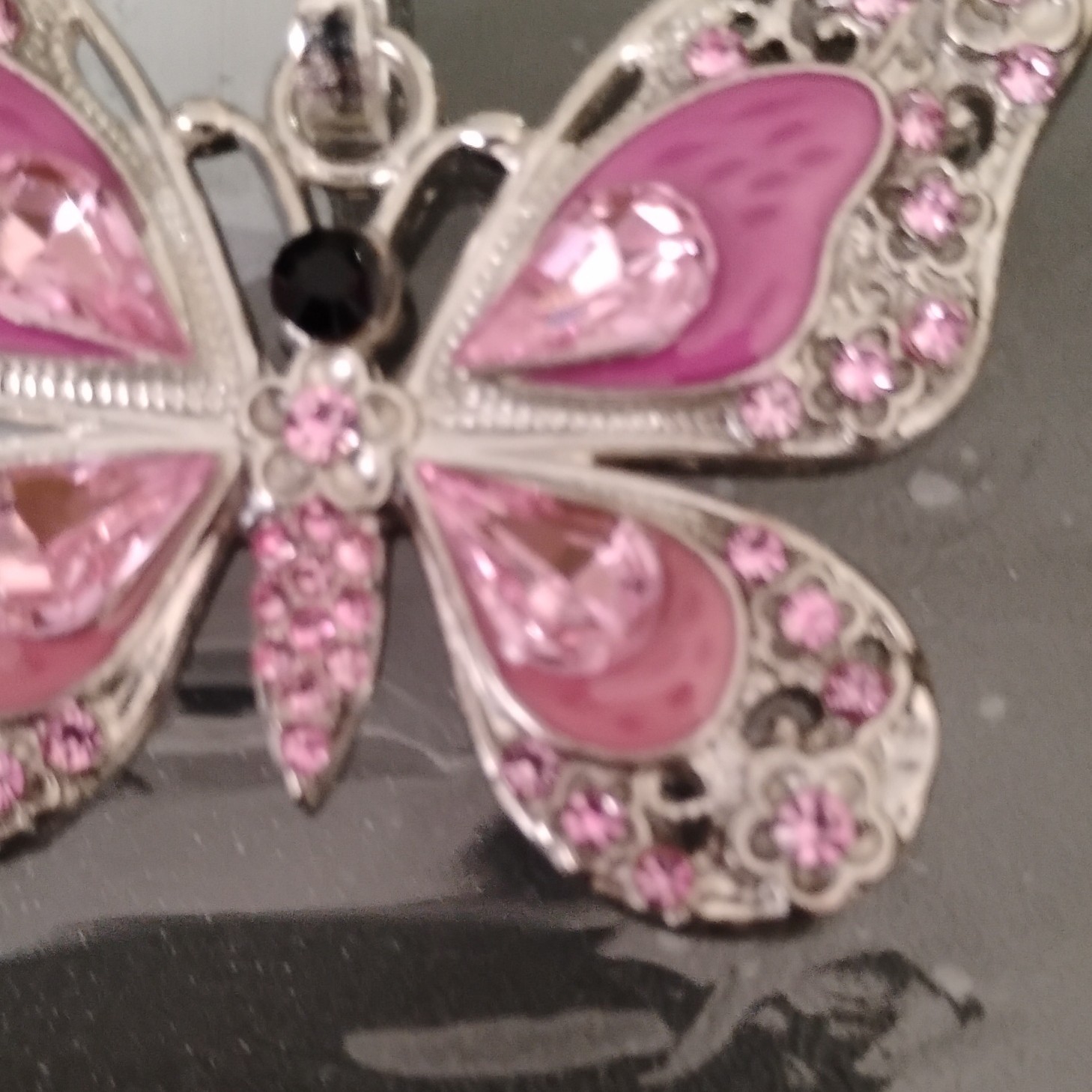 Pink Rhinestone Enamel Butterfly Brooch Pin Silver Tone, Animals & Insects