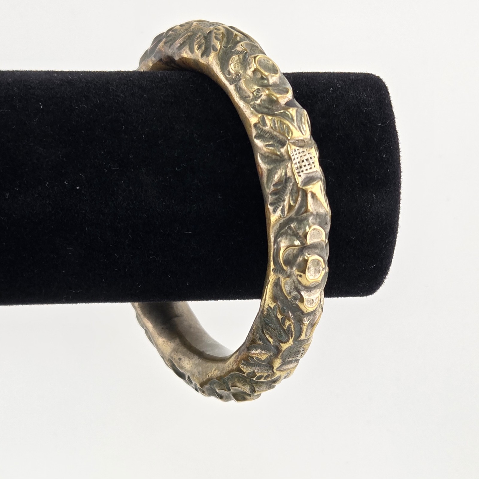 Vtg Brass Bangle Hollow Jingle Bracelet Chinese Wedding Size 8