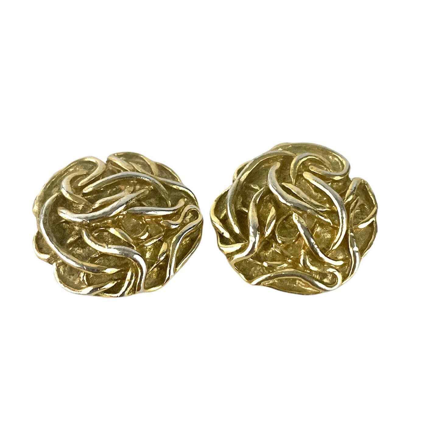 VTG Pair Gold Tone Shoe Clips Unique Design Texture Added Extra NYC