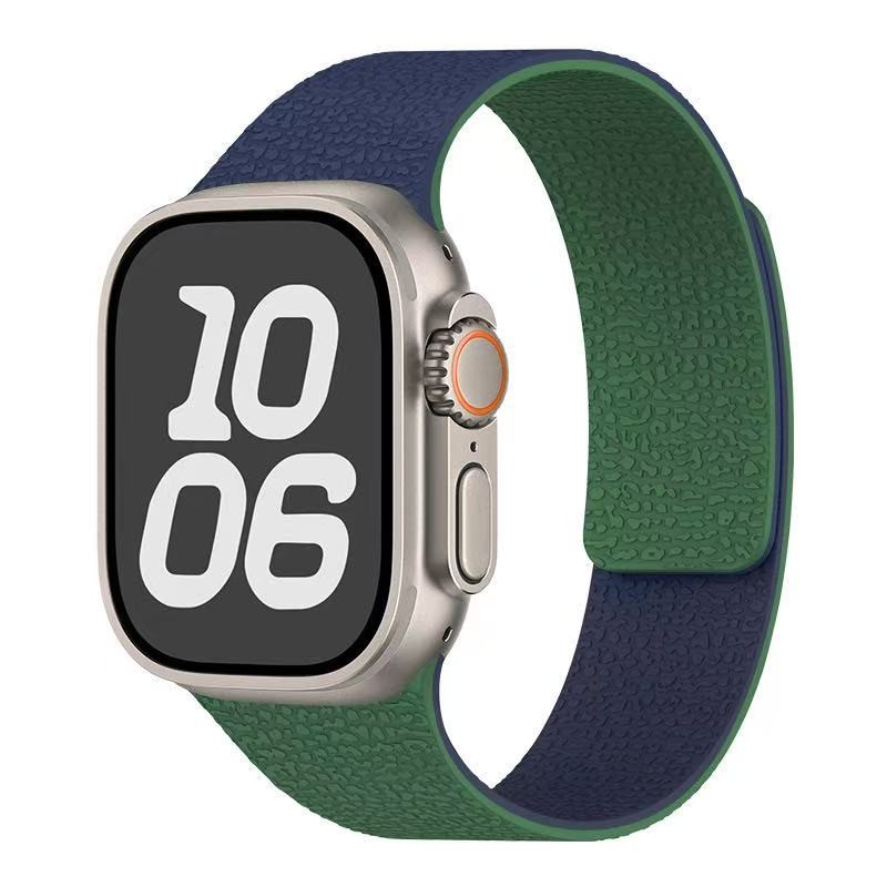 For Apple Watch-S1-11/Ultra/SE-Litchi Pattern Magnetic Silicone Strap