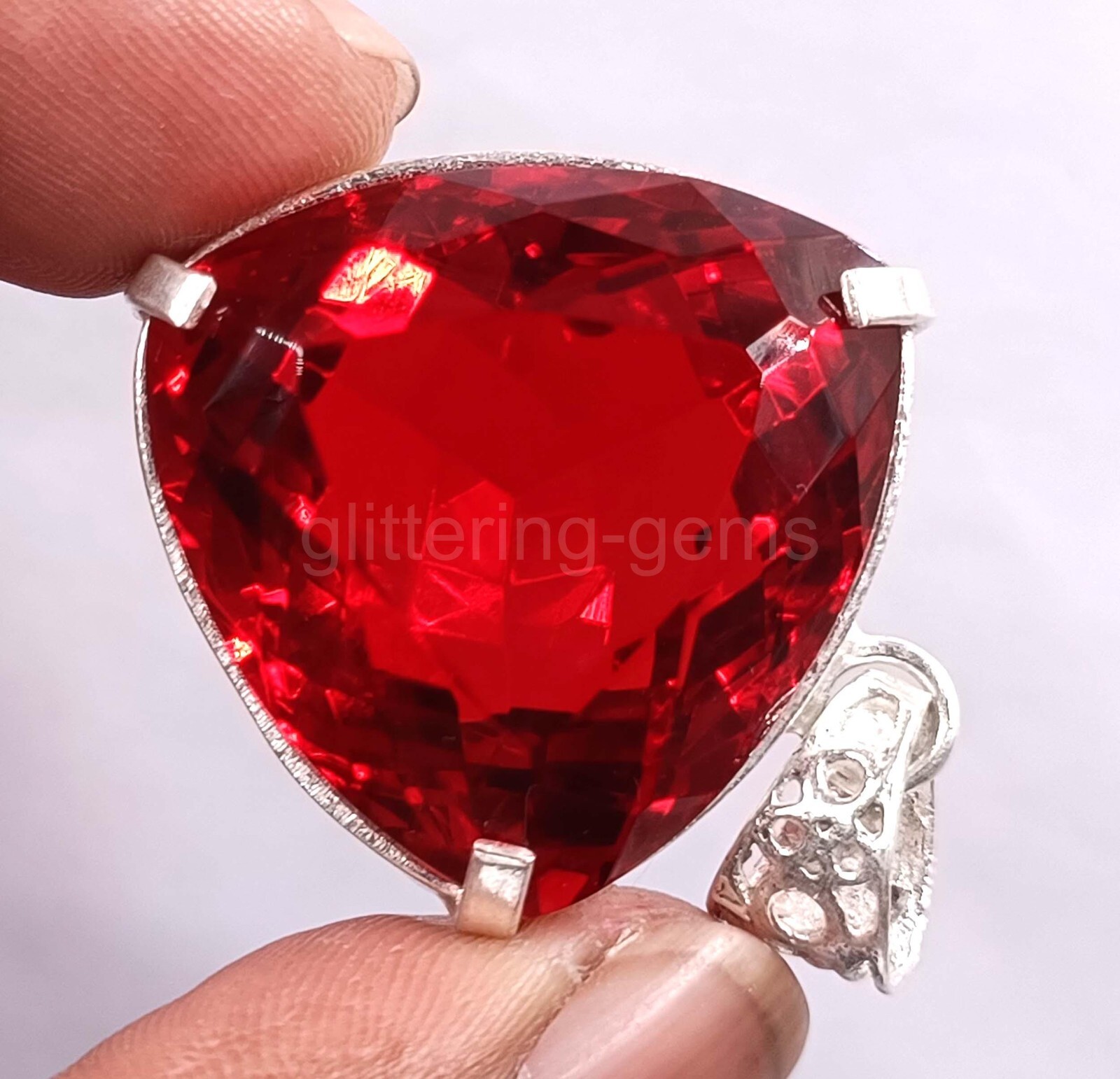 78.35 Ct Natural Red Ruby Trillion Cut Pendant IGL Certified Loose Gemstone 5AIT