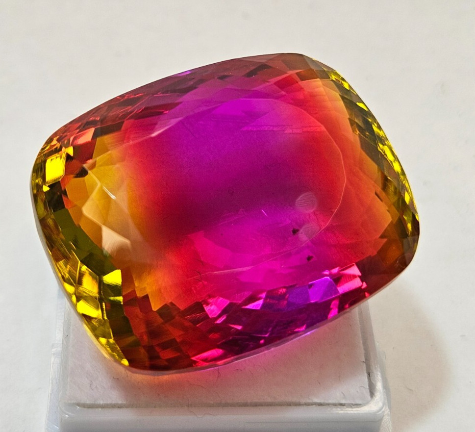 Natural Bi-Colour Ametrine Cushion Cut CERTIFIED 88+ Ct Loose Gemstone
