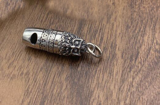 1 PC Small Retro 925 Sterling Silver Owl Whistle Pendant for Necklace
