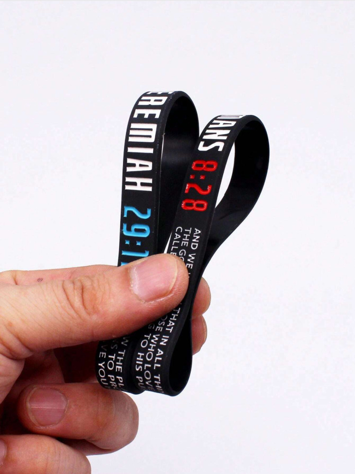 4Pcs Inspirational Bible Verse Silicone Wristband Christian Faith Rubber Band