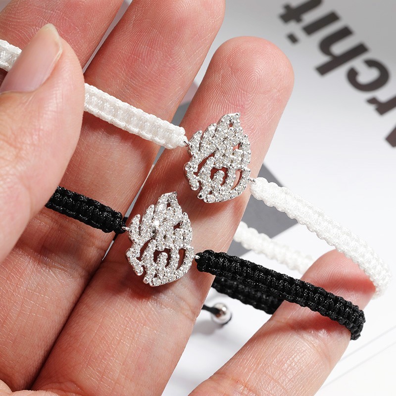 Real Round Moissanite Bracelet Adjustable Braided Rope Chain 925 Sterling Silver