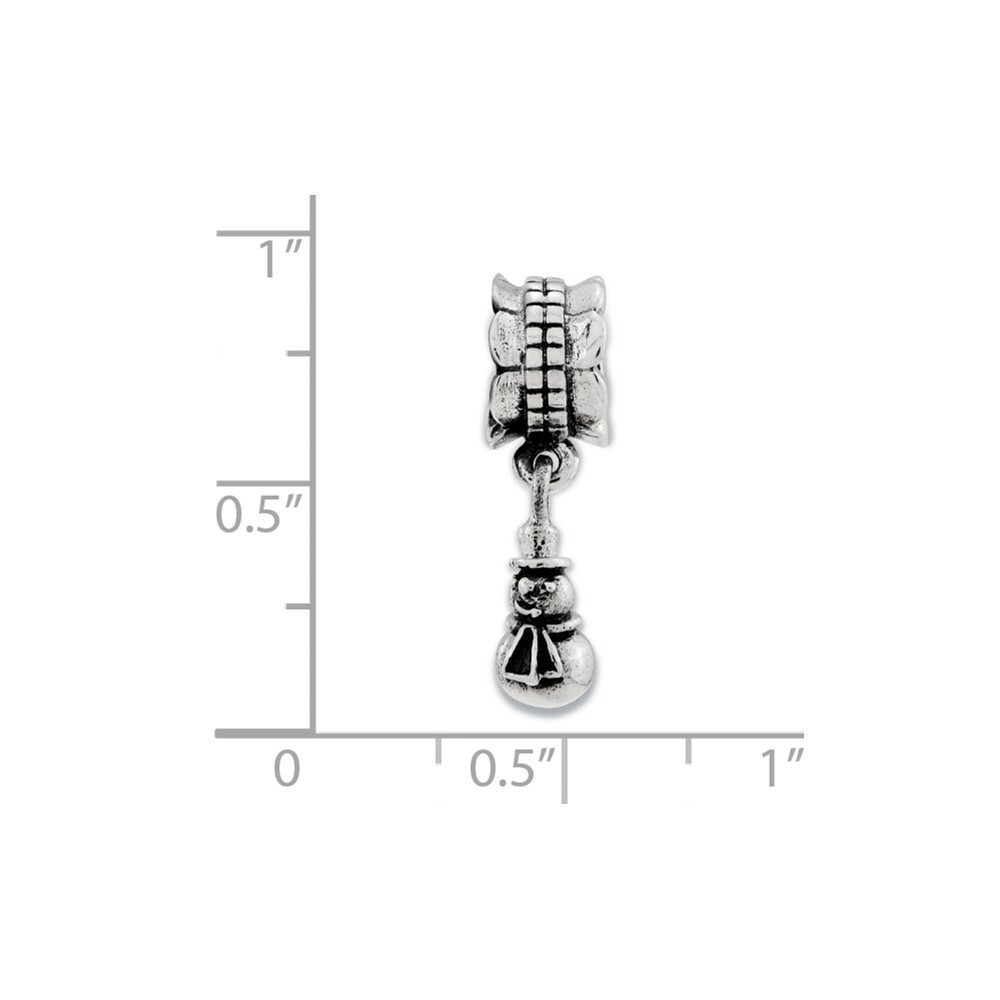 Snowman Dangle Bead .925 Sterling Silver Antiqued Finish Reflection Beads