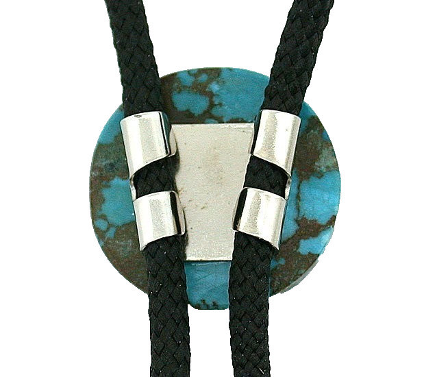 39 Carat Spiderweb Round Turquoise Cabochon Cab Gemstone Bolo Tie EPBT452/3526