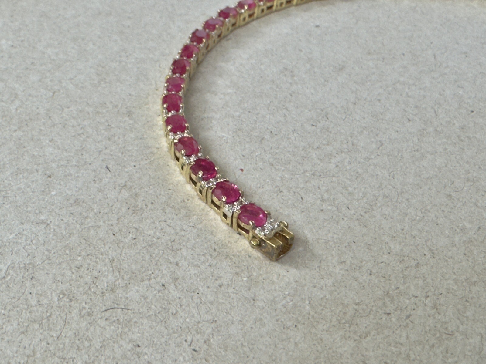 Thai Ruby & White Topaz Gold Vermeil Plated Sterling Silver Bracelet