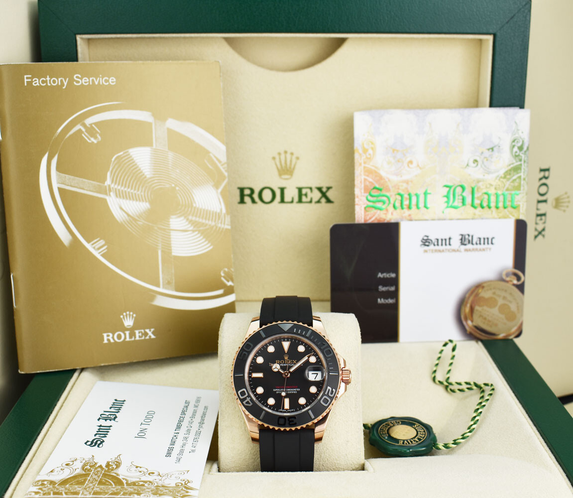 ROLEX – 37mm 18kt Rose Gold Yachtmaster Oysterflex Strap 268655 – SANT BLANC