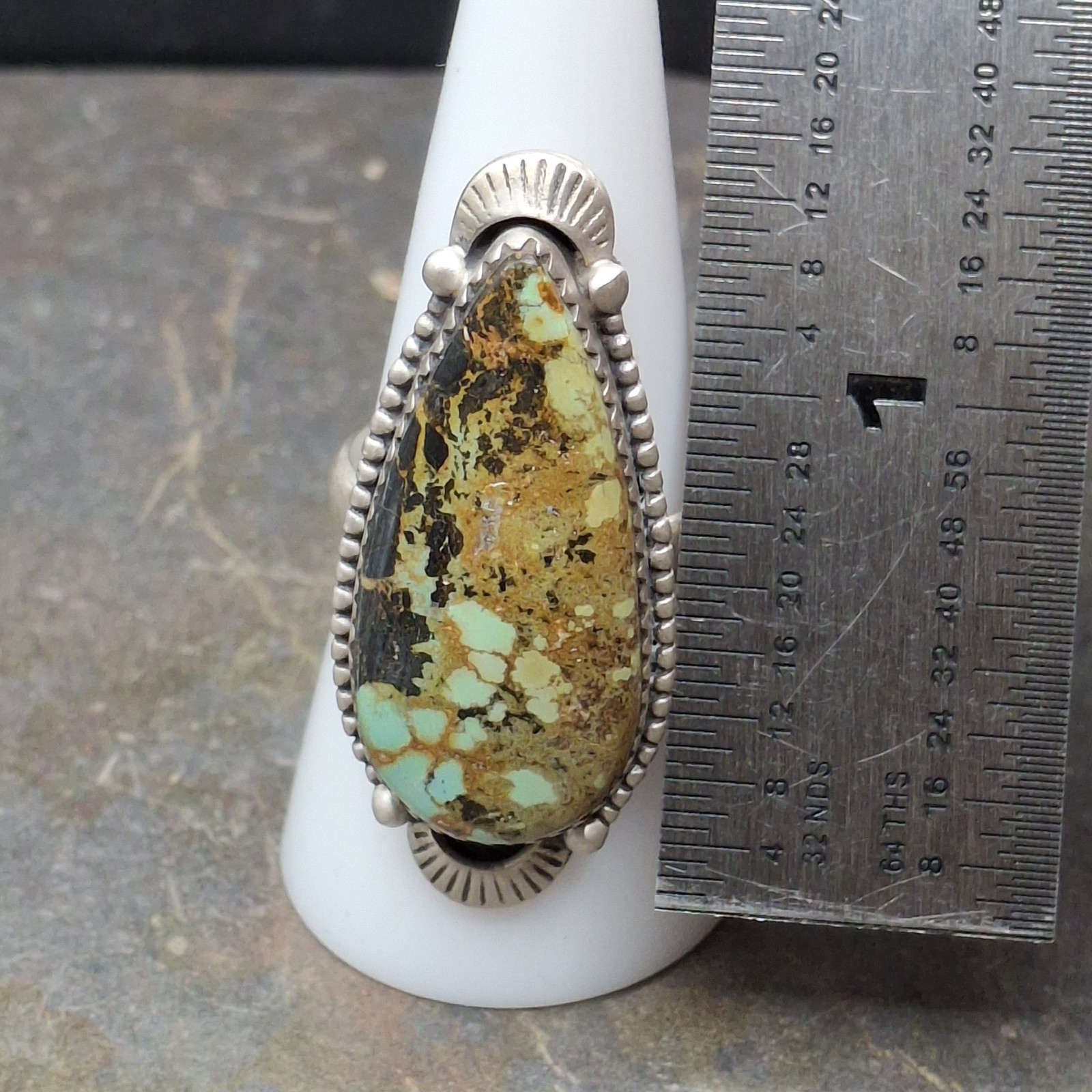 Genuine Blackjack Turquoise Ring Sterling Silver Adj 6-8.5 Cowgirl Southwestern