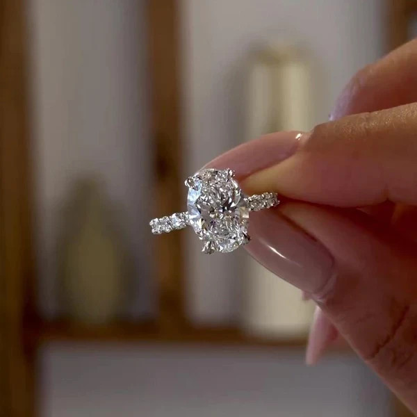 Premium 5.25 Ct Oval Cut Lab-Grown Diamond Engagement Ring in 14k White Gold