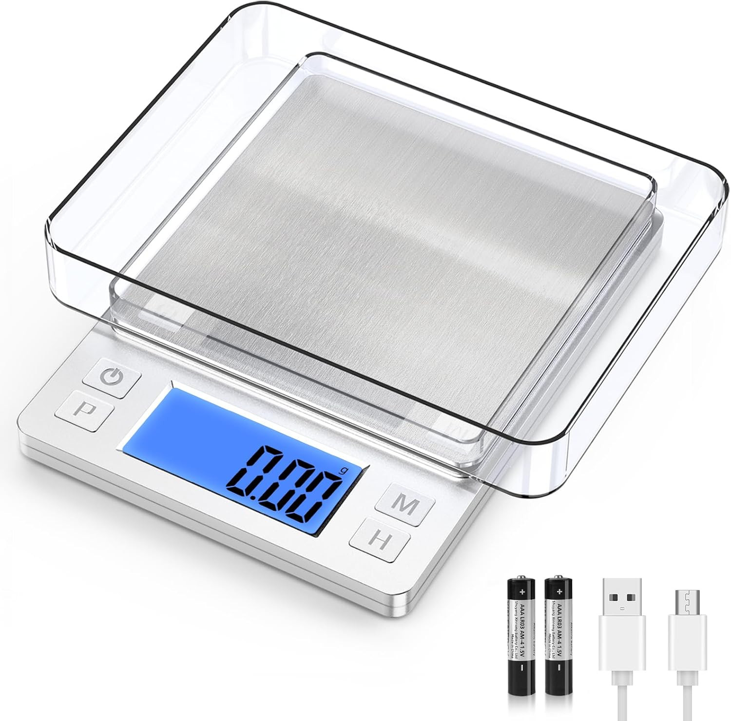 0.01G Small Digital Gram Scale, USB Rechargeable, Upgraded 1Kg Jewelry Scale wit
