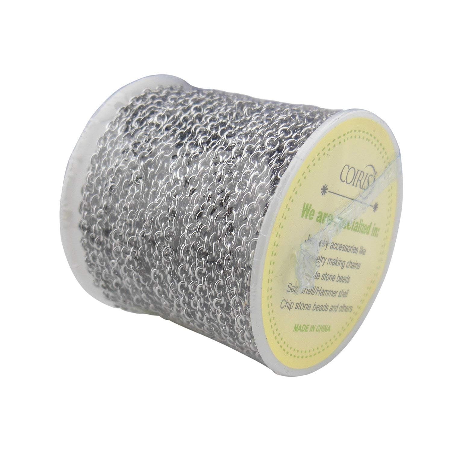 33ft 4mm Width Stainless Steel Rolo Cable Chains Findings Fit For Jewelry Making