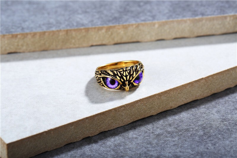 Eye Owl Finger Ring Men Women Retro Animal Stainless Steel Teen Boy Girl Jewelry