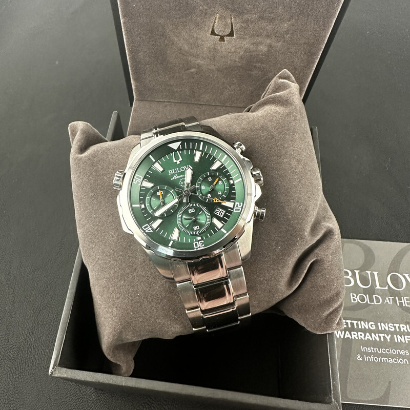 Bulova Marine Star/96B396 Chronograph green Dial 6S20/Swiss Quartz Watch 43MM
