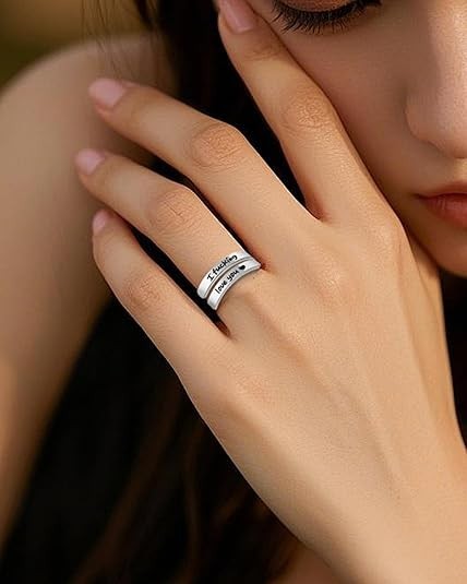 I F♡Cking Love You Ring for Women, Hope Rings Adjustable Stainless Steel Silver