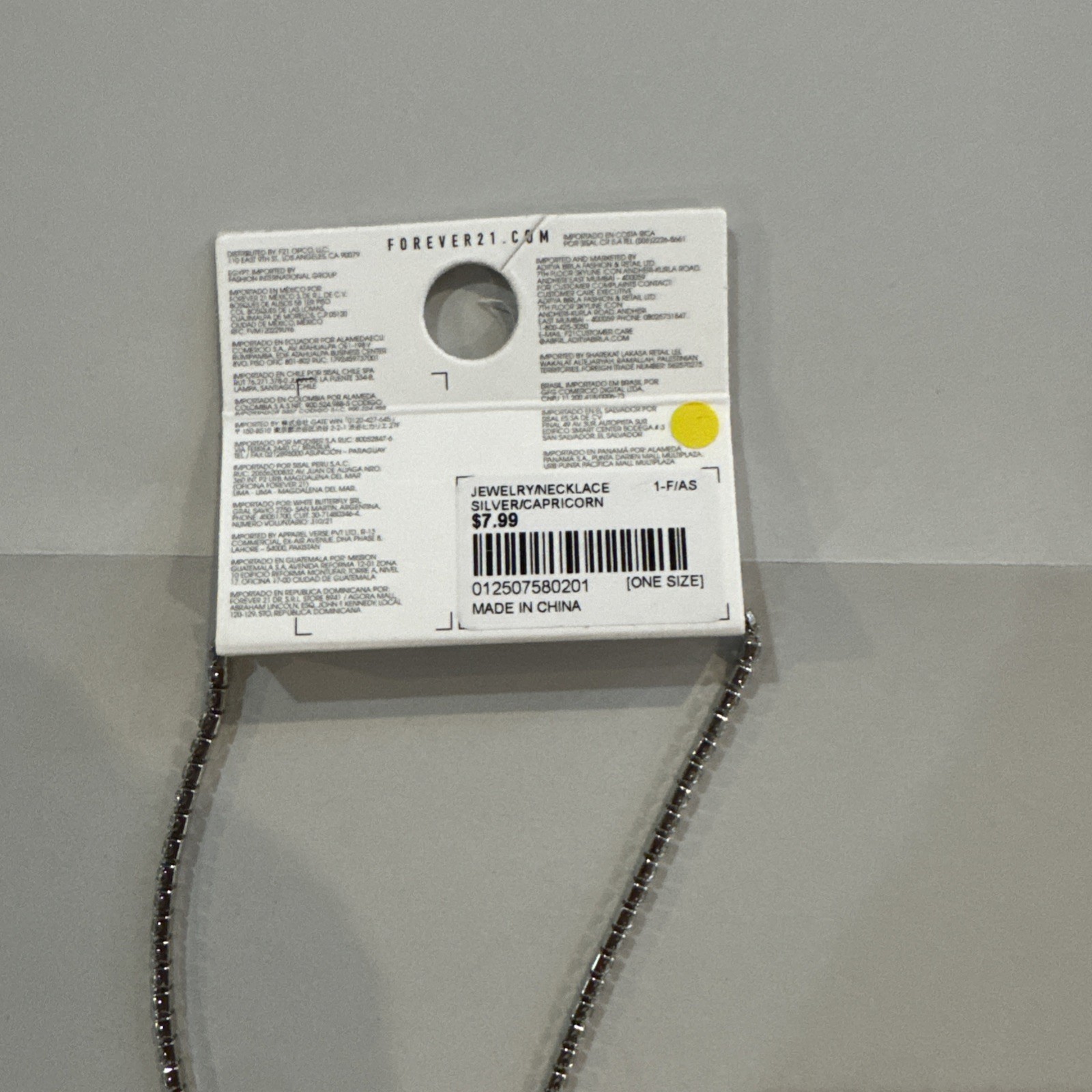 Zodiac sign necklace, silver .