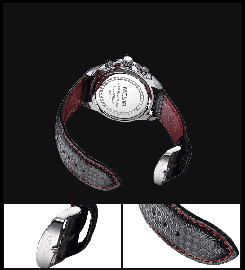 Chronograph Quartz Watch With Luminous Steel Case Waterproof 30M For Men Sports