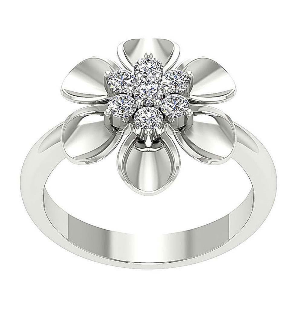 Right Hand Ring Natural Round Cut Diamond I1 G 0.50 Ct 14K Solid Gold Prong Set