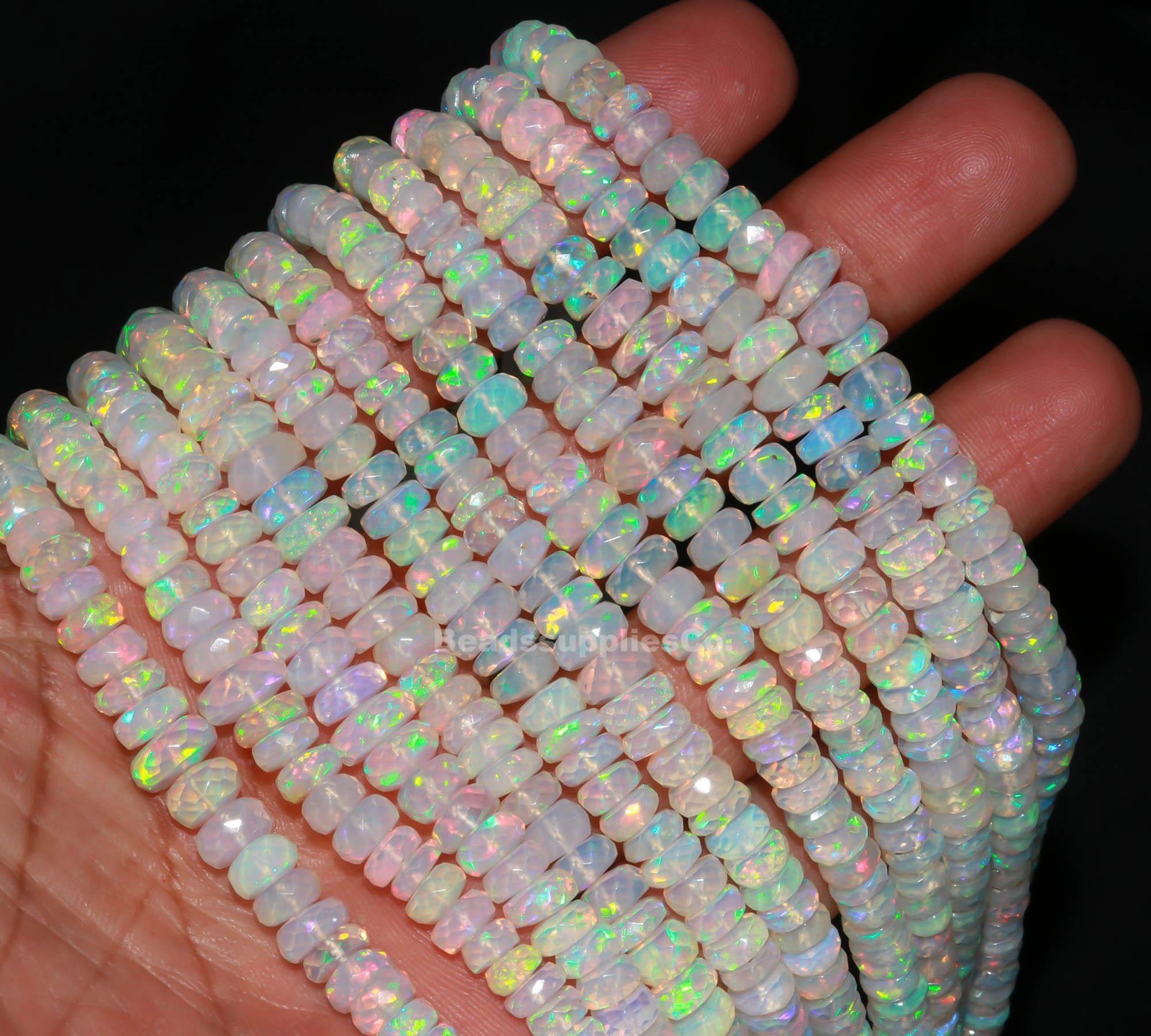 Faceted Ethiopian Opal Rondelle Beads: AAA+ Welo Opal