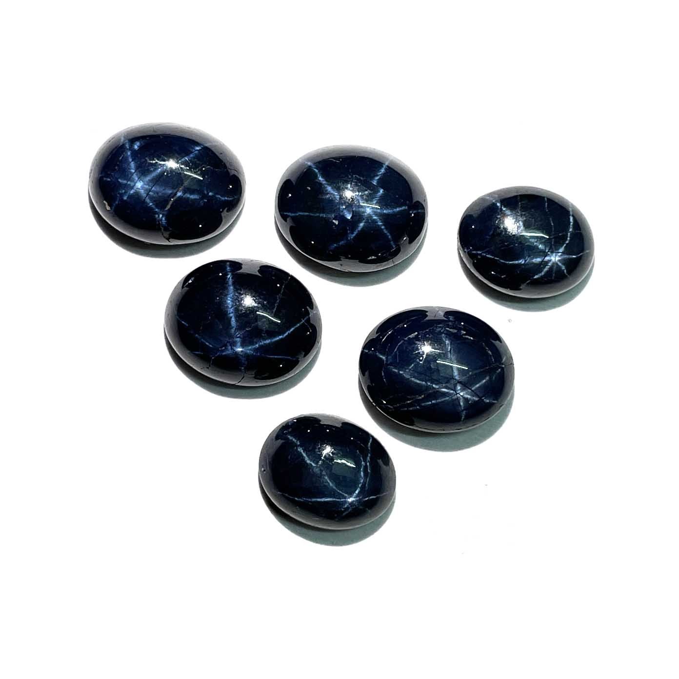 Diffused Star Blue Sapphire Oval Cabochon Loose Gemstone Lot 3 Pcs 8*10 MM 12 CT