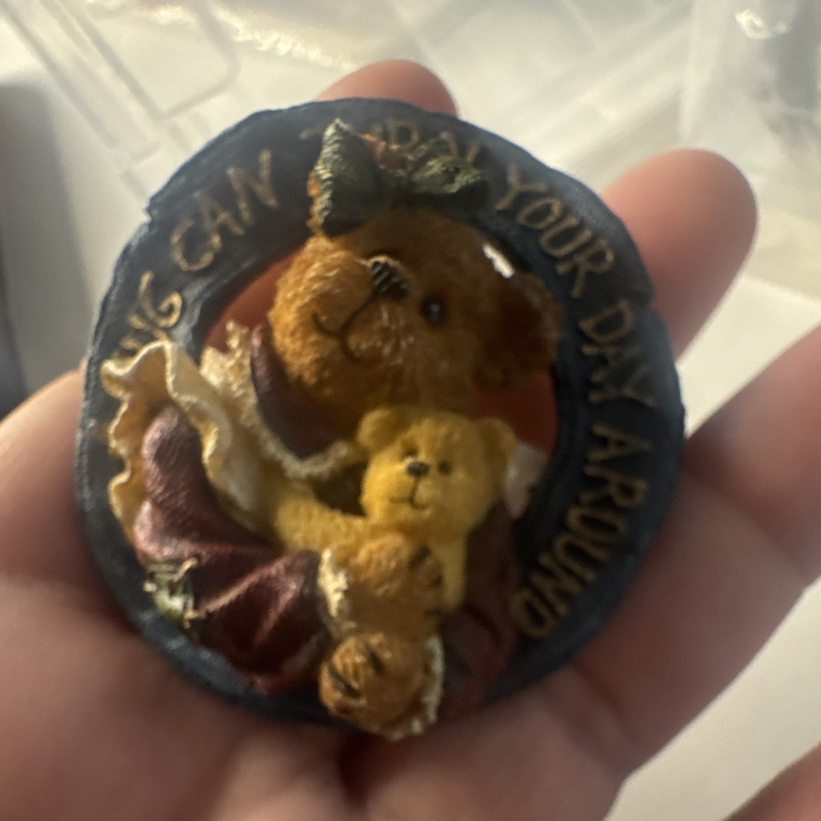 Round Teddy Bear Pin, Multicolor Animal Theme, Made in China