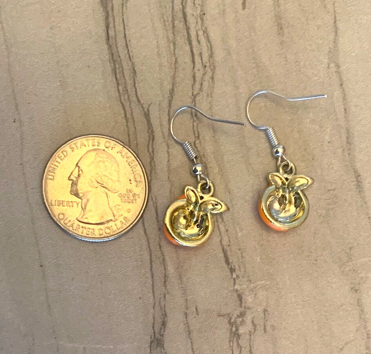 Florida Orange Citrus Fruit Drop Dangle Food Festival Earrings Jewelry 1 1/4″