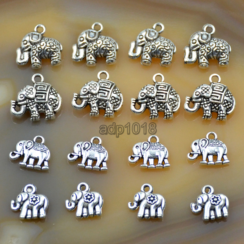 20pcs Tibetan Silver Elephant Charms Pendants Beads Fit Bracelet Jewelry Making