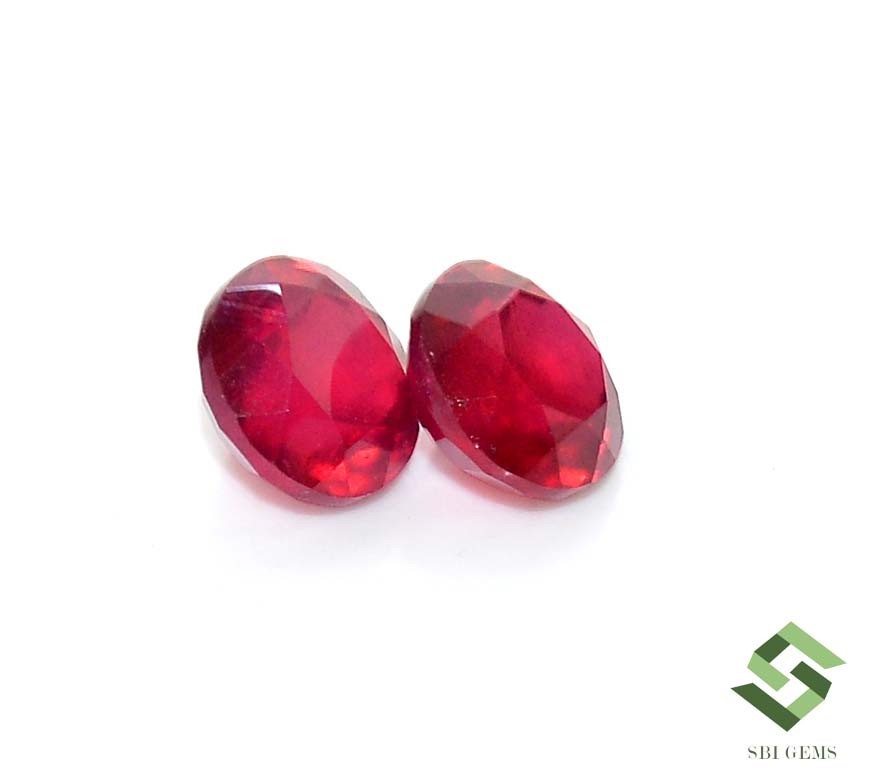 9 mm Natural Ruby Round Cut Pair 8.86 CTS Faceted Loose Gemstones GF