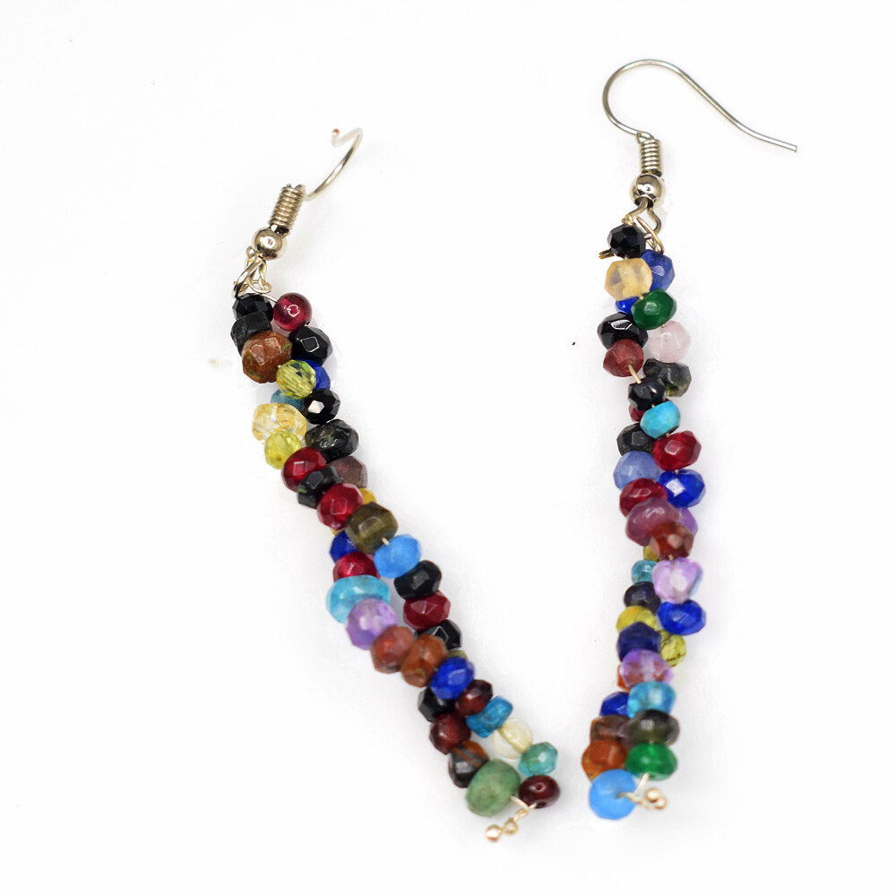 Authentic 34 Cts Earth Mined Mix Gem Beads Handmade Earrings Jewelry JK 51E373