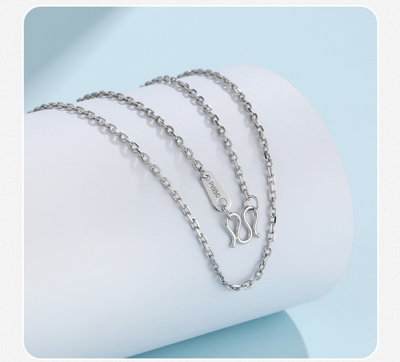 Pure Platinum 950 Chain Women Lucky 1mm-1.5mm O Link Necklace 17-24inch