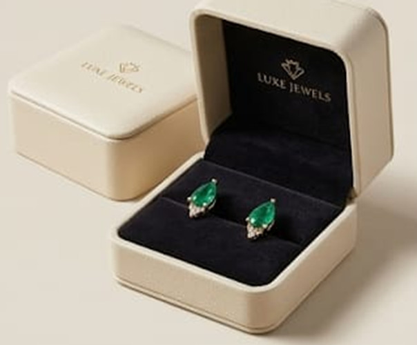 2ct Pear Simulated Green Emerald/Diamond Stunning Stud Earring Rose Gold Plated