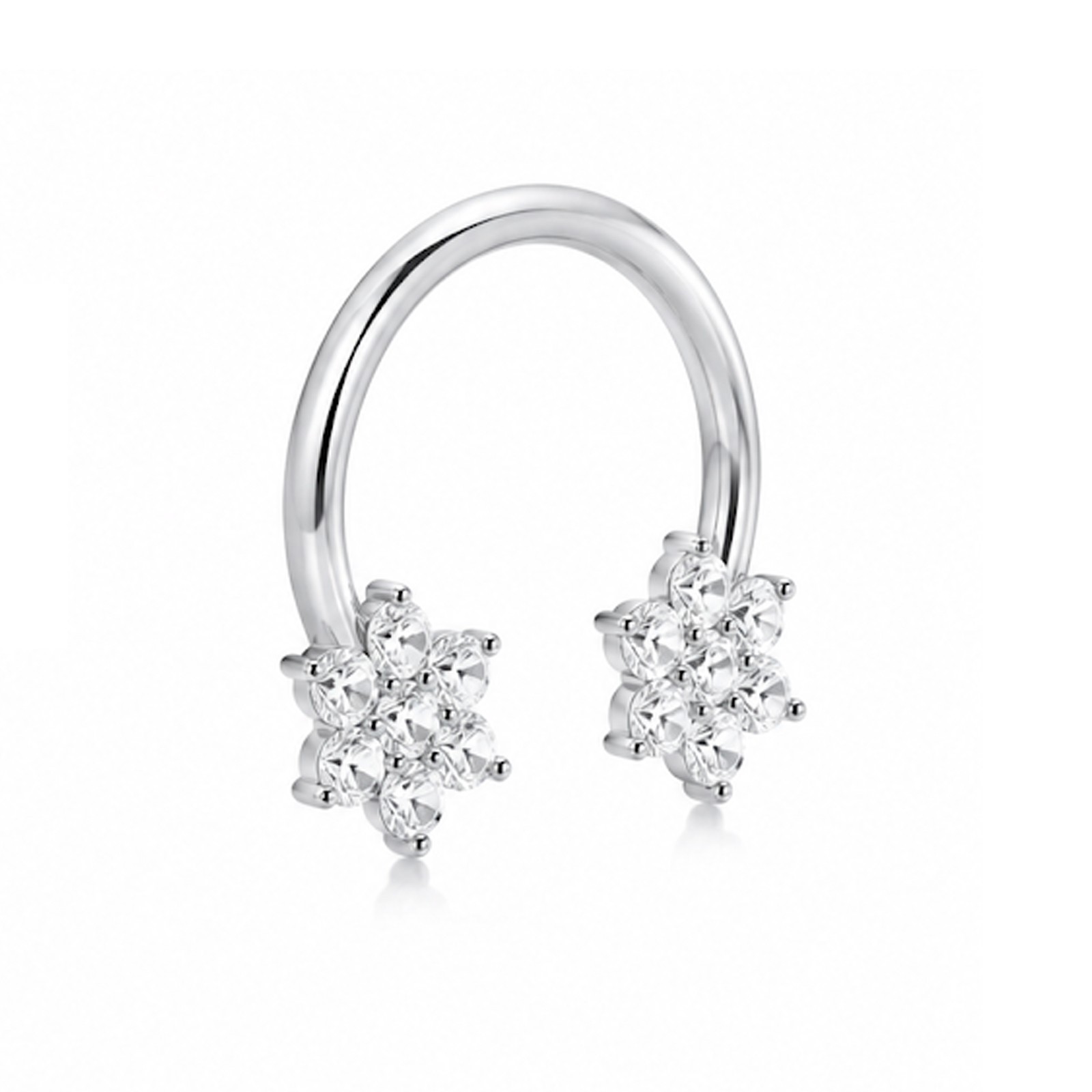 316L Surgical Steel Horseshoe Circular Bar with Floral Flower Septum Piercing